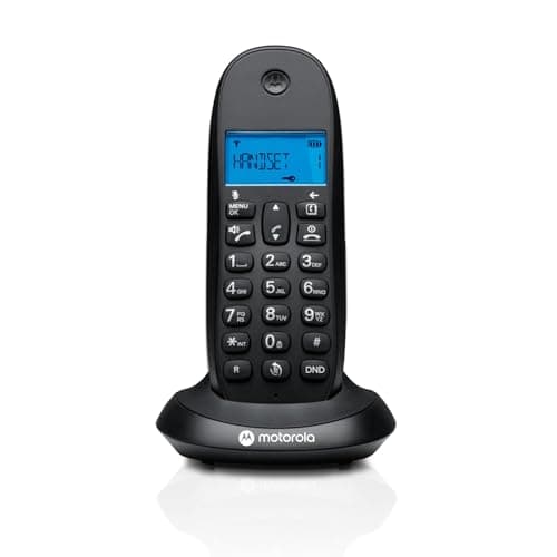 Motorola C1001CB+ - Teléfono Inalámbrico Fijo DECT - Incluye Modo Call Blocking - Identificador de Llamadas, Manos Libres, Agenda 50 números - Color Negro