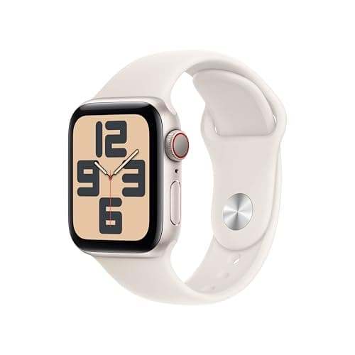 Apple Watch SE de 2.ª generación GPS + Cellular Smartwatch con caja de aluminio en Blanco estrella, 40 mm y Correa deportiva Blanco estrella-Talla S/M.Monitores de entreno y sueño, resistencia al agua