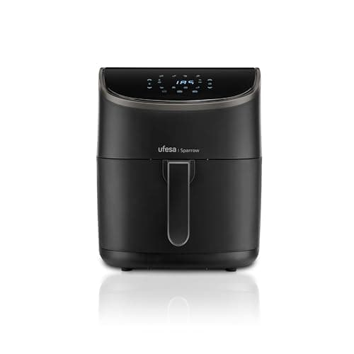 Ufesa Sparrow Freidora Aire 6 litros, Air Fryer 8 Programas, 1700 W, Digital, Temporizador, Temperatura 80ºC - 200ºC, Sin BPA ni PFOA, Freidoras de Aire con Cubeta y Bandeja Anti-Adherentes