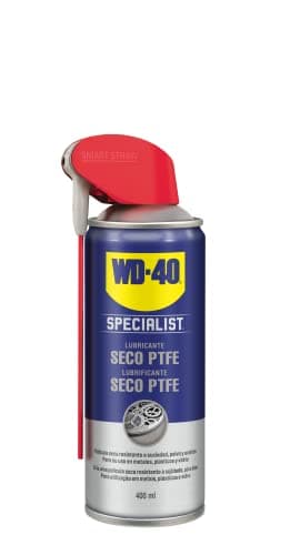 WD-40 Lubricante seco con PTFE, La fórmula deja una película protectora transparente contra el desgaste y la fricción, Pulverizador Doble Acción, Amplio, Preciso, 360 grados, 400 ml