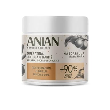 ANIAN - Mascarilla Queratina, Jojoba y Karité, 350 ml, para Pelo Dañado y Encrespado, Restauración y Brillo, Nutre y Restaura el Cabello en Profundidad, Controla el Encrespamiento