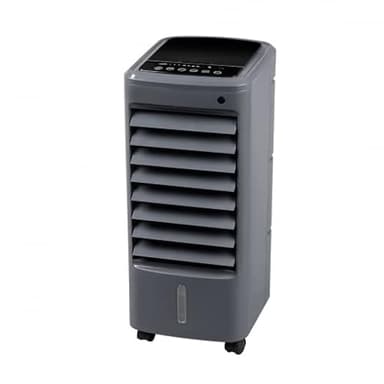 JATA JVAC2002 - Climatizador Portátil, Purificador y Humidificador. Enfriador de aire. Evaporativo. 3 velocidades. 4 L. Acumuladores para hielo. Silencioso Gris