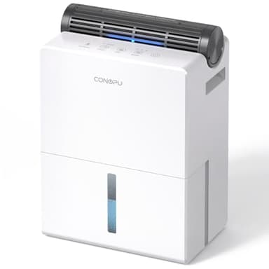 CONOPU Deshumidificador 2700ML, Deshumidificador Silencioso 20m², Doble Contenedor Deshumidificante, Modo Secado, Modo Sueño 30dB, Descongelación Inteligente, Temporizador de 24 Horas
