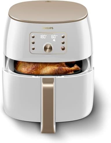 Philips Premium Airfryer XXL HD9870/20 Airfryer sin aceite, tecnología Smart Sensing, 2225 W, tecnología de eliminación de grasa, tecnología Rapid Air, color blanco