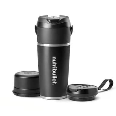 nutribullet Flip - Licuadora portátil con taza aislada (590 ml), vaso frío de 24 horas, motor de alto par de 11.1 V, mezcla frutas congeladas, nueces y hielo para batidos y jugos, batería recargable