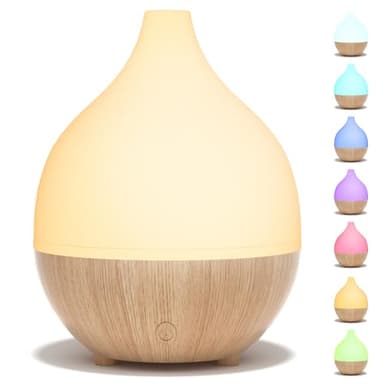 SALKING 100ml Difusor de Aceites Esenciales, Pequeño Difusor de Aromaterapia con 8 Colores, Humidificador con Luces Blancas Cálidas, Luz de noche para bebés, Difusor Ultrasonico para Casa