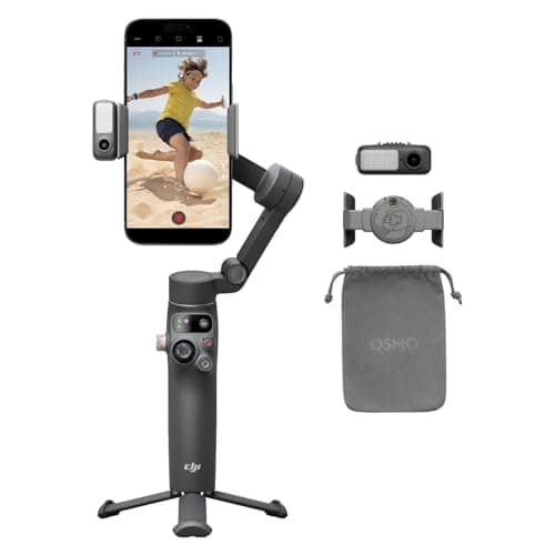 Estabilizador DJI Osmo Mobile 7P para iPhone, Android, Seguimiento Nativo, Iluminación, Estabilizador de teléfono de 3 Ejes, Inicio rápido, Edición con un Toque, Brazo Extensible y trípode Integrados