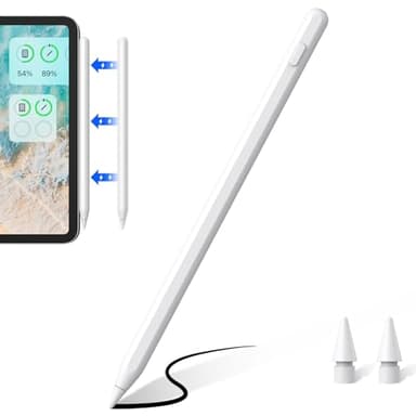 Lápiz para iPad Compatible con iPad 2018-2024, con Rechazo de Palma y Carga Inalámbrica. Compatible con iPad 6ª-10ª, iPad Air 3ª-5ª, iPad Mini 5ª/6ª, iPad Pro 11' 1ª-4ª y 12,9' 3ª-6ª generación