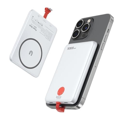 Bateria Externa Magnético, 5000mAh Power Bank Carga Rapida 20W, Slim Pequeño Cargador Portátil con iOS Cable, USB C Bateria Portatil para iPhone 16 15 14 13 12 11 Pro MAX Samsung Galaxy