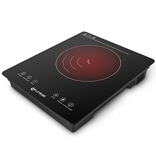 Grunkel - Placa inducción portátil con Controles táctiles y 8 Niveles de Potencia - PIN-2000 - Autoapagado de Seguridad y Bloqueo Infantil - 2000 W - Cocina Para camper, viajes y campings. Negro