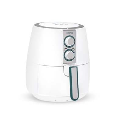 Freidora sin aceite Kubo de 2,5 L, freidora de aire, 1500 W, temperatura ajustable, temporizador, blanca, 17,8 x 23,4 x 24,8 cm