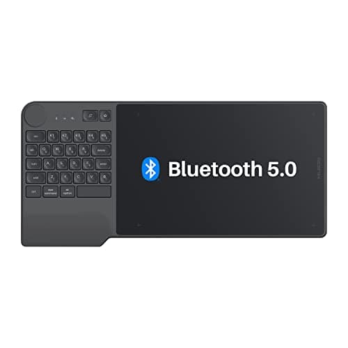 HUION Inspiroy Keydial KD200 Bluetooth 5.0 Tableta gráfica, Tableta de Dibujo de 8,9 x 5,6 Pulgadas Que se Combina con un Controlador de Teclado y Dial para Diseñadores Principiantes y Profesionales