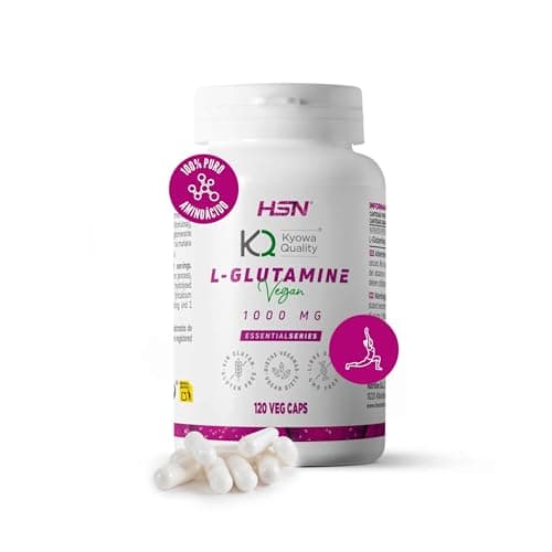 Glutamina en Cápsulas - Materia Prima: Kyowa Quality® - de HSN | 120 Cápsulas Vegetales por Envase 4000 MG L-Glutamina por Dosis Diaria | No-GMO, Vegano, Sin Gluten