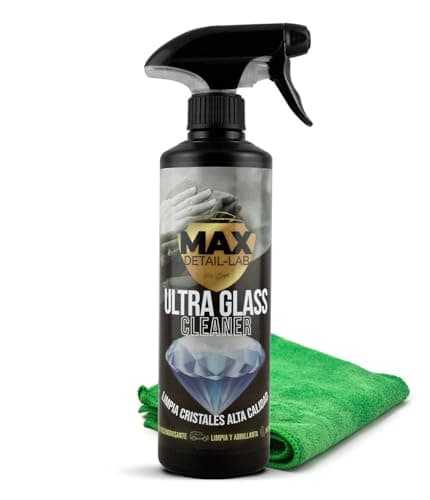 MAX DETAIL-LAB - Ultra Glass - Limpiacristales Coche Antivaho, Fórmula Desengrasante Limpia Cristales y Abrillanta, Repelente Agua Parabrisas Antilluvia, Kit Limpieza Detailing Car Profesional, 500ml