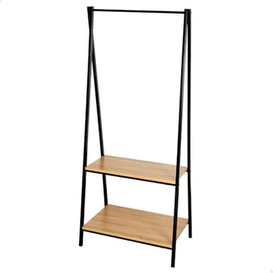 AKTIVE 18430 MAX Home Burro Ropa, Perchero de pie y Zapatero Entrada recibidor, 2 estantes de Almacenamiento, 64 x 40 x 150 cm, Industrial, Armario Abierto