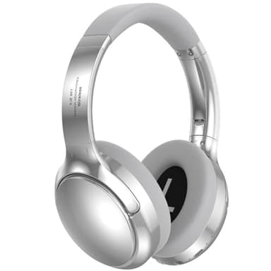 YiYunTE Cascos Diadema Inalambricos Bluetooth Auriculares Diadema Cancelación Ruido Auriculares Plegables Over Ear Cascos con Microfono Noise Cancelling Headphones para Musica Gimnasio Gym Pc(Plata)