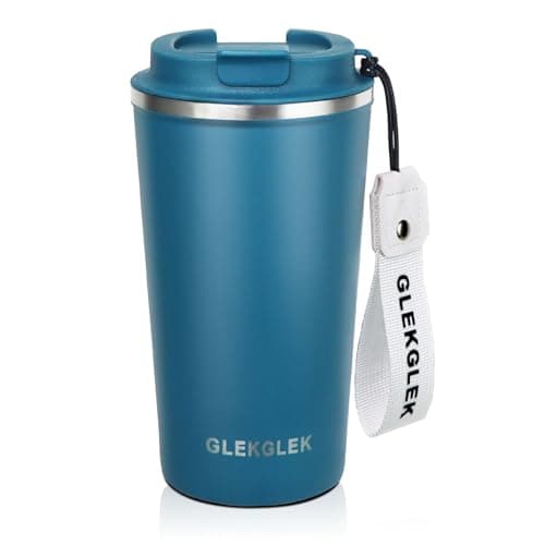 GLEKGLEK Taza Térmica 510ml, Reutilizable Vaso Termo Cafe para llevar, Doble Pared Vaso Termico, Antiderrames Frascos de Viaje para Coche Camping