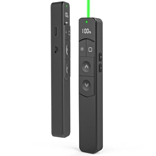 SAMNISOO Puntero Laser Verde, Potente Puntero Laser Presentaciones, Inalámbrico de 2,4 GHz Presentador, Indicador de Carga, Tiempo de Espera de 180 Días (S20)