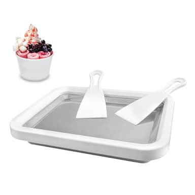 máquina para hacer helados con rodillo, fabricante de rollos de helado con 2 Espátulas, plancha para hacer helados, placa de hielo helado de acero inoxidable, helados enrollados para yogur sorbete