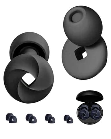 Tapones Oidos Ruido Dormir, Tapones Para los Oídos de Silicona, Varios Tamaños, Cómodos, Tapones Ergonómicos, Reutilizables, Reducción de Ruido, para Dormir, Viajar, Nadar (Negro, talla única)