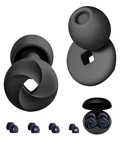 Tapones Oidos Ruido Dormir, Tapones Para los Oídos de Silicona, Varios Tamaños, Cómodos, Tapones Ergonómicos, Reutilizables, Reducción de Ruido, para Dormir, Viajar, Nadar (Negro, talla única)