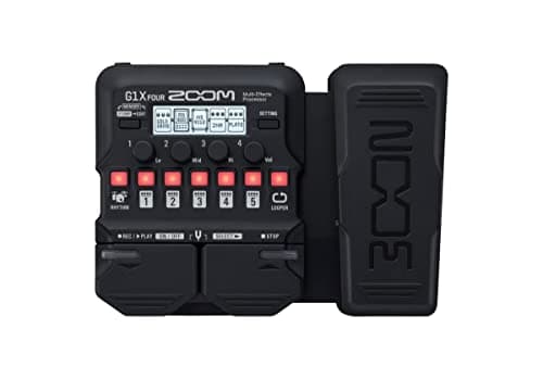 Zoom G1X FOUR Pedal multiefecto para guitarra con pedal de expresión, con 70+ efectos, modelado de amplificadores, looper, caja de ritmos, afinador, alimentado por pilas