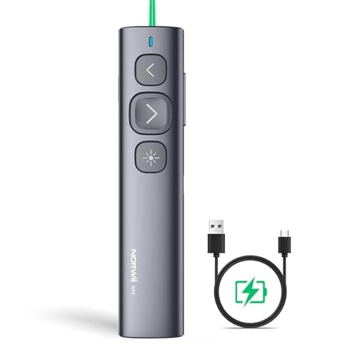 NORWII N95 Puntero Láser Verde, 200M de Largo Alcance Diseñado para Grandes Ocasiones, Presentador Inalámbrico Recargable Presentación Remota USB PowerPoint PPT Clicker