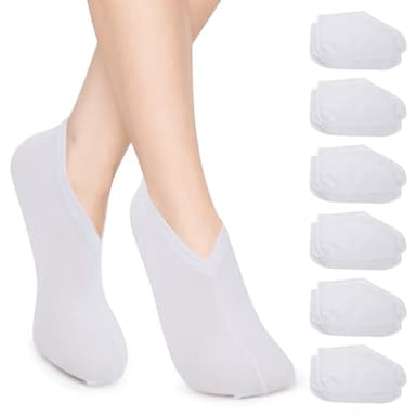 Segbeauty Calcetines Hidratantes para Pies, 6 Pares Calcetines Hidratantes Durante la Noche, Calcetines de Cosmética, Calcetines de Loción para Piel Seco Duro Agrietado, Blanco