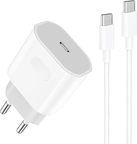 40W Cargador Carga Rapida para iPhone 16/16 Pro/16 Pro Max/16 Plus/15/15 Pro/15 Pro Max/15 Plus/iPad Pro/iPad Air, USB C Carregador Enchufe Rapido Adaptador Corriente con 2M Cable