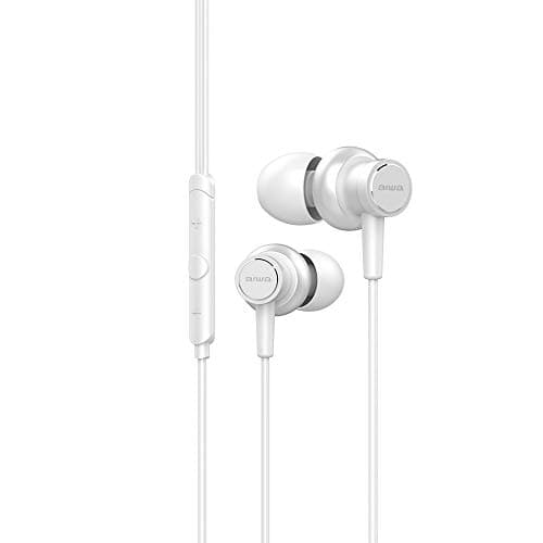 Aiwa ESTM-500WT, Diamond Series, Auriculares In-Ear, Hi-Res Audio, Micrófono Incluído, Jack 3.5 mm, Compatible con Android/iPhone. Color: Blanco