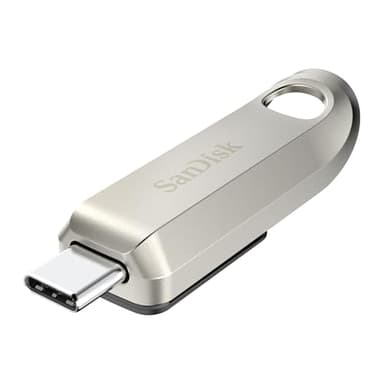 SanDisk 512 GB Ultra Luxe Pendrive, Memoria USB Type-C, Unidad Flash, Velocidad de Lectura hasta 400 MB/s, USB 3.2 Gen 1, Connector Retráctil, Diseño metálico, Plata