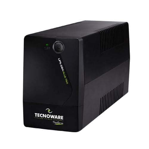 Tecnoware Power Systems - UPS ERA PLUS 750, Protección Apagón y Sobretensiones, AVR Plus, Autonomía 10min PC/40min Módem, 2 Tomas Schuko, Silencioso, Negro, 750VA, PC