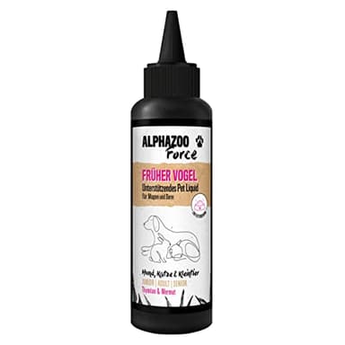 alphazoo Madrugadores desparasitación líquida 100ml, Alimento complementario Natural a Base de Hierbas para el estómago y los intestinos, para una Cura de desparasitación para Perros y Gatos