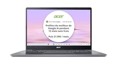 ACER Chromebook Plus 515 CB515-2HT-31ZV avec Google AI - Ordinateur Portable 15,6'' Full HD (Intel C