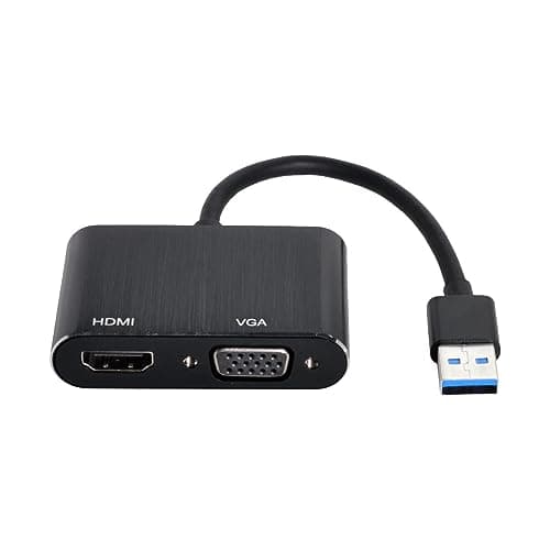 Cablecc Cable adaptador USB 3.0 y 2.0 a HDMI y VGA HDTV, tarjeta gráfica externa para Windows Macbook Laptop