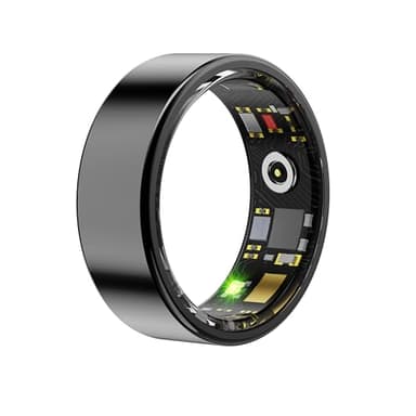 BabyElf Anillo Inteligente - Rastreador de Fitness y Salud - Monitor de Sueño, Frecuencia Cardíaca y Actividad - Resistente al Agua, Bluetooth 5.0 - Compatible con iOS y Android (Negro Talla #7)