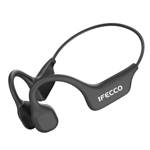 IFECCO Auriculares Conducción Osea Bluetooth 5.3 – Auriculares Oreja Abierta Inalambricos con Micrófono,IPX5 Impermeables Deportivos Auriculares para Ciclismo Correr Fitness
