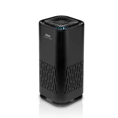 Ufesa Comfort Travel Purificador de Aire con Iones Negativos y Carbón Activado, Ultra-Silencioso ≤20dB, Luz Nocturna, USB, Bajo Consumo 1W, Área ≤10m², Ideal para Coche y Espacios Pequeños, Negro