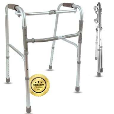 OrtoPrime Andador para Ancianos sin Ruedas ALUMINIO Andadores Adultos Caminadores para mayores LIGERO - Andadores para Ancianos Aluminio PLEGABLE - Taca Taca Adultos Andadores Ancianos ORTOPÉDICO