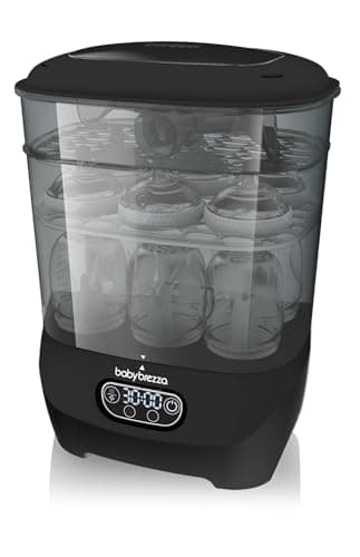 Baby Brezza - Esterilizador de Biberones 7 en 1, Sacaleches y Chupetes, Función Secado, Esteriliza a Vapor hasta 8 Biberones, Máxima Capacidad, Diseño Modular, Filtro HEPA, Esterilizador Eléctrico