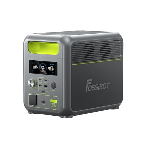 FOSSiBOT Estacion de energia portatil F1200,1024Wh LiFePO4,con 2 Salidas AC de 1200W(Power Lifting 2400W),100W Typ-C, Carga Rápida de 49min.de 0-80%,Generador Solar para hogar/caravanasa/campada