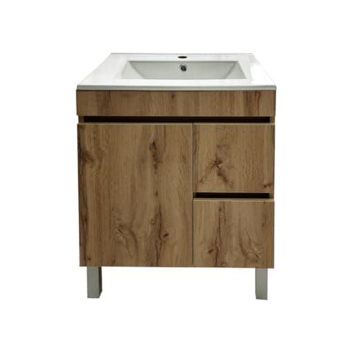 EL BAÑO MODERNO Juego Muebles de Baño con Lavabo - Mueble Baño con Lavabo - Lavabo con Mueble Compacto Preinstalado de Fábrica - Mueble Lavabo de Porcelana - Muebles de Baño con Lavabo