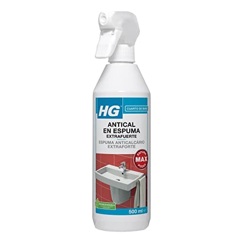 HG Antical en Espuma Extrafuerte para Grifos, Lavabos e Inodoros, Limpiador y Descalcificador de Baño para Alcachofas y Mamparas de Ducha, Cromados y Bañeras - 500ml