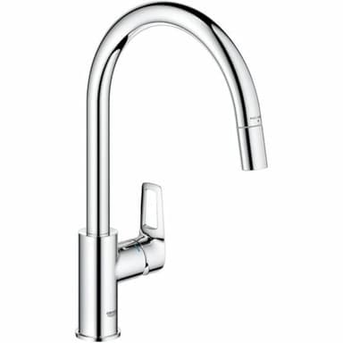GROHE StartLoop- Grifo cocina (caño alto extraíble, forma C, giro 360°, instalación QuickFix, limitador caudal ecológico), cromo, 305560000