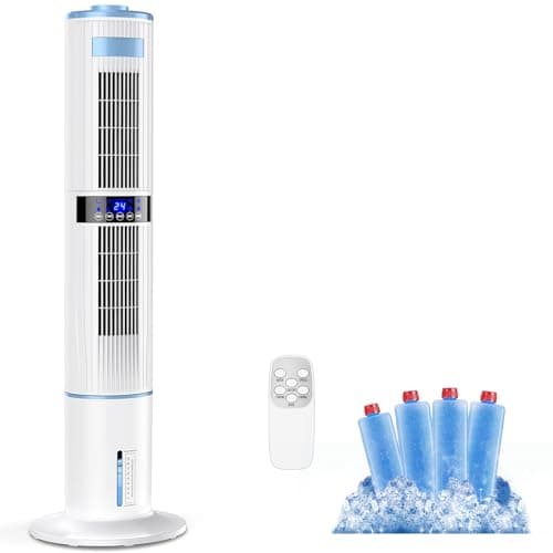 Aire Acondicionado Portátil Sin Tubo, Enfriador de Aire Silencio 65 W, con Modo Dormir, Temporizador de 1-24 Horas, 4 Modos, Oscilación 60° y 360°, Tanque de 4 L, Control Remoto para Hogar y Oficina