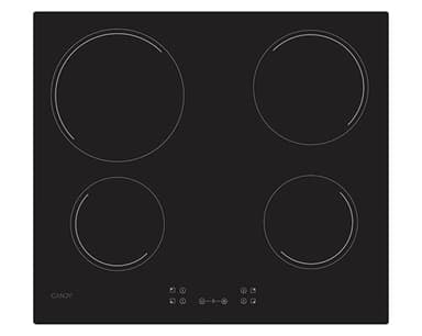 Candy Idea CH64CCB 4U2 Placa Vitrocerámica 4 Fuegos, 60CM, 10 Niveles de Potencia, 6,5KW, Mandos Centrales, Indicador de Calor, Bloqueo de Seguridad, Alerta Sobrecalentamiento y Derrames, Negro