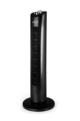 Orbegozo TW 0800 Ventilador de Torre con Temporizador, Bandeja para Esencias, 3 Velocidades, Movimiento Oscilante y 60W, 60 W, 200 Decibelios, Negro