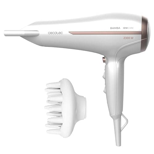 Cecotec Secador de pelo Iónico Bamba IoniCare 5200 Aura, 2300W de potencia, con ion real y gran caudal, Función aire frío, 2 velocidades y 3 temperaturas