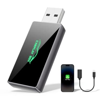 Adaptador CarPlay Inalámbrico para iPhone, 2025 Actualización USB CarPlay Wireless Stick 5GHz WiFi y USB-C/A, Plug & Play Fácil, Convierte CarPlay con Cable a Inalámbrico, Compatible con iOS 10+