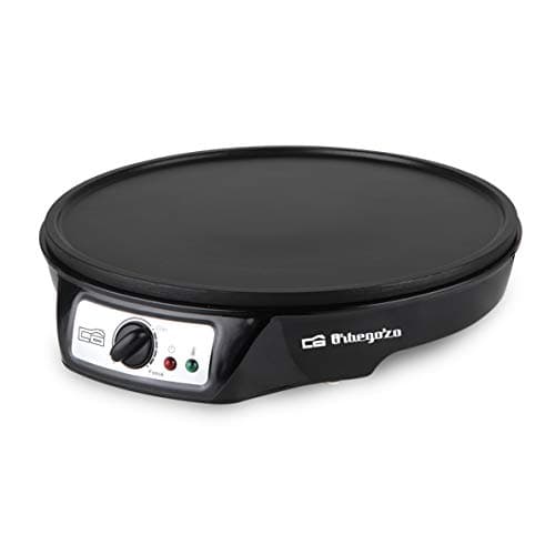 Orbegozo CM 2360 - Crepera Eléctrica, superficie antiadherente de 30 CM,1000 W, facil de limpiar,temperatura Regulable, guarda cables, borde elevado para evitar que gote la masa
